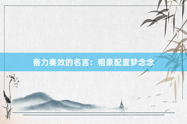 奋力奏效的名言：粗豪配置梦念念